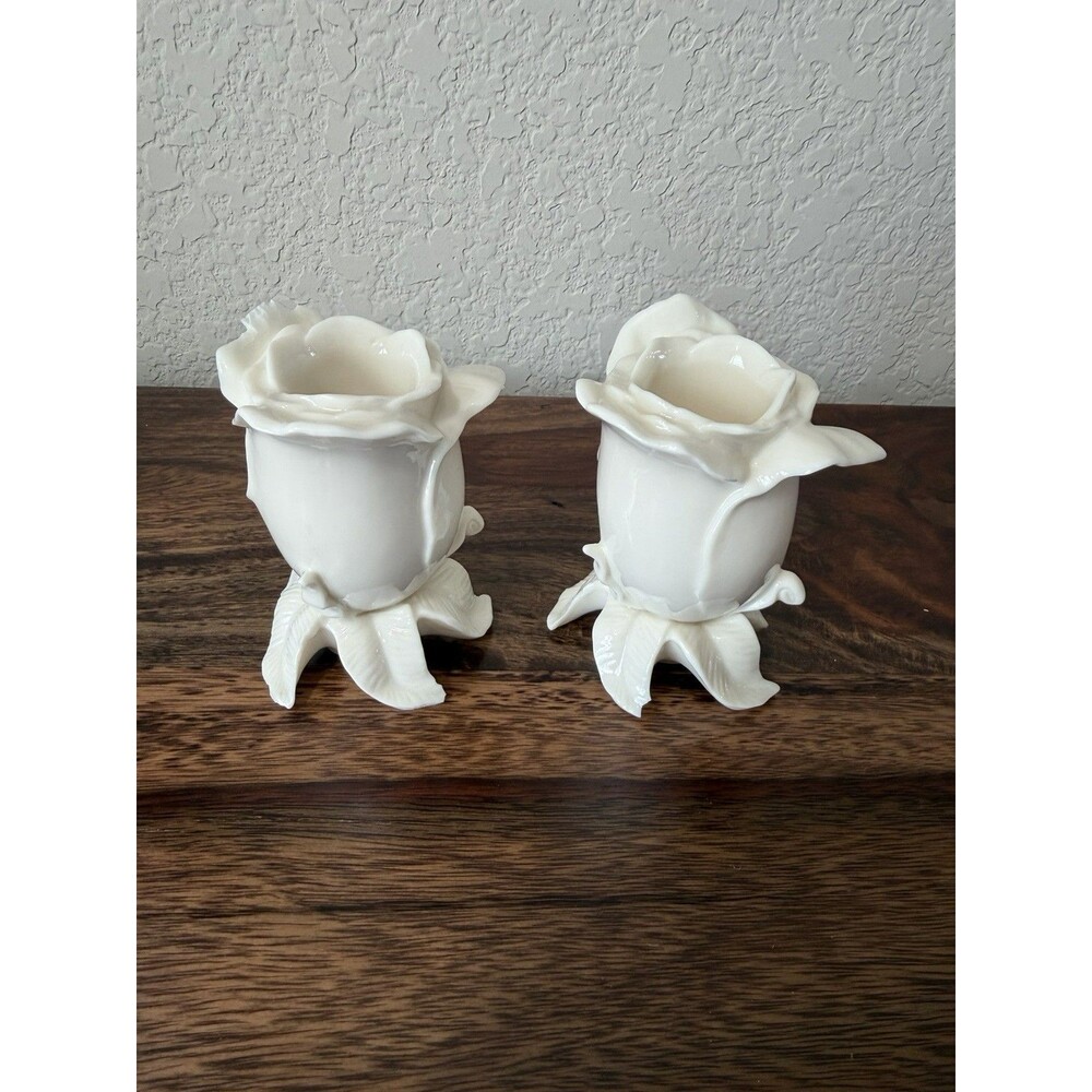 Vintage Lenox Rose Bud Candlestick Holders - DISCONTINUED - *chip On One
